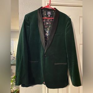 Green velvet men’s holiday jacket wore once size 44 R